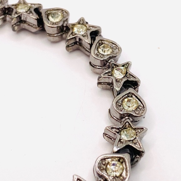 Bracelet Tennis Stars Hearts Rhinestones 7.25” - Picture 4 of 10